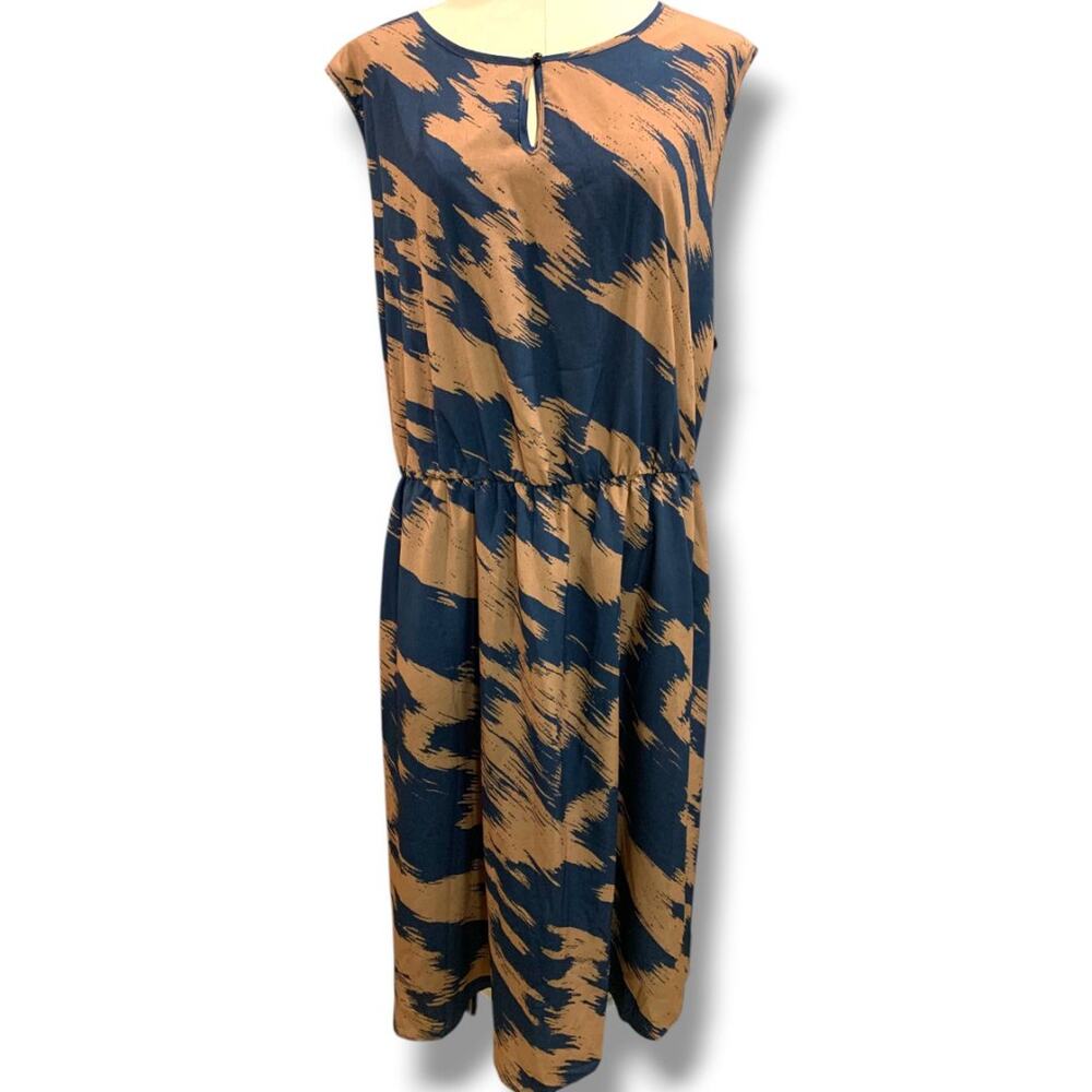 28 (5X) BloomChic Plus Size New Dress Abstract Print Brown Black Sleeveless